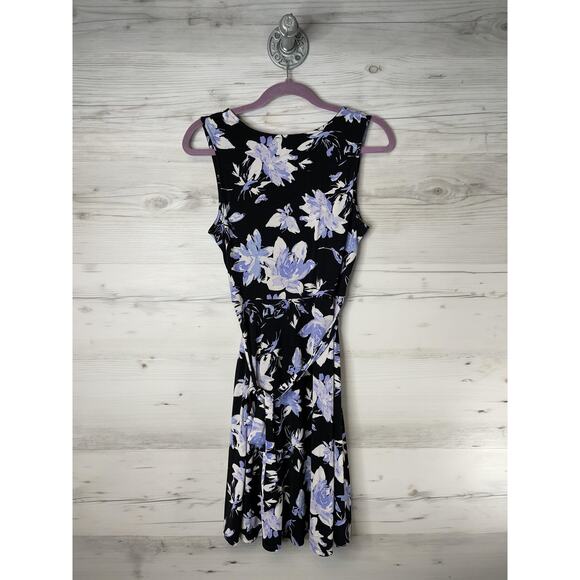 Mix by 41 Hawthorn Dress Womens Medium Black Purple Floral Wrap Sleeveless Lined - Picture 10 of 10